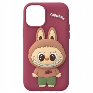 coque silicone labubu pour iphone pro max rose fonce