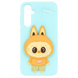 coque silicone labubu pour samsung a bleu ciel