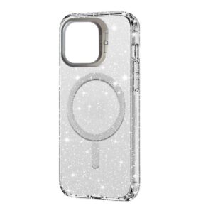 coque transparent a paillettes pour iphone pro avec magsafe silver
