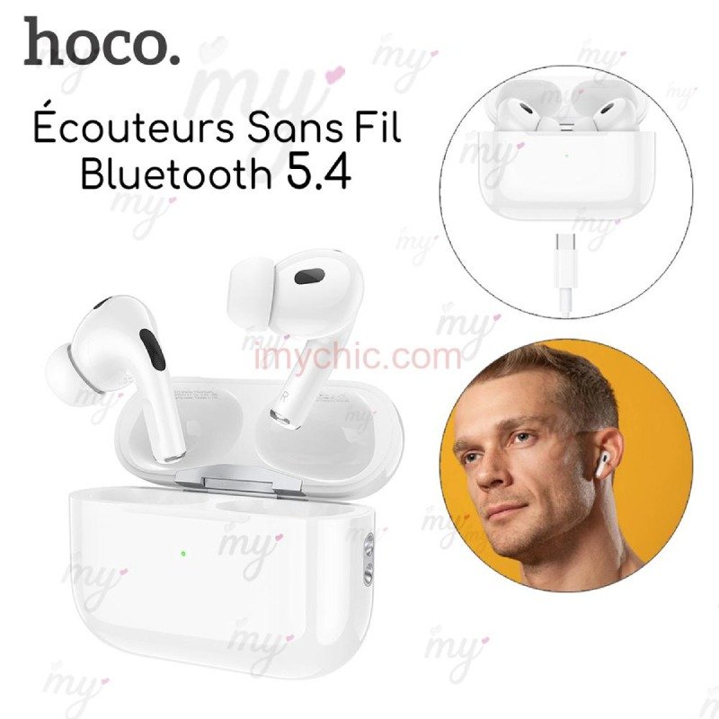 Écouteurs Sans Fil 5.4 Hoco EW77 - Blanc 4 couteurs sans fil bluetooth hoco ew blanc