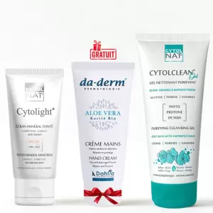 CYTOL CLEAN GEL NETTOYANT 175ML+CYTOLIGHT ECRAN MINERAL TEINTEE ANTI TACHES SPF50+ 50ML+DA DERM CREME MAINS 100ML (OFFERT) 3 cytol clean gel nettoyant mlcytolight ecran mineral teintee anti taches spf mlda derm creme mains ml offert