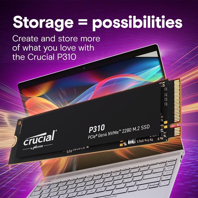 Disque Dur Interne Crucial P310 4TB PCIe Gen4 NVMe 2280 M.2 SSD 3 disque dur interne crucial p tb pcie gen nvme m ssd t