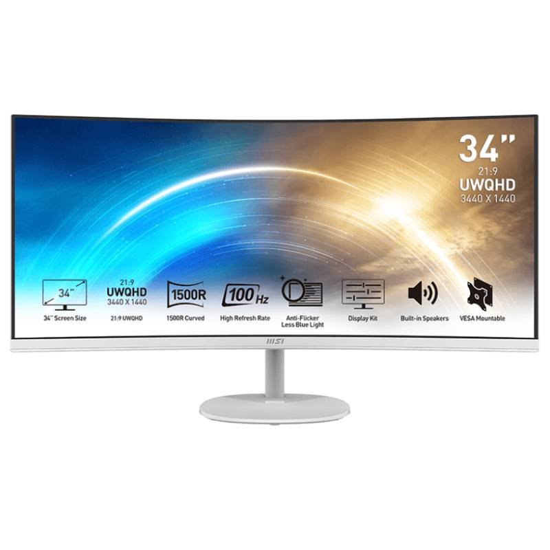 Ecran MSI Pro MP341CQW 34'' UWQHD Incurvé 100 Hz 1 ecran msi pro mpcqw uwqhd incurve hz