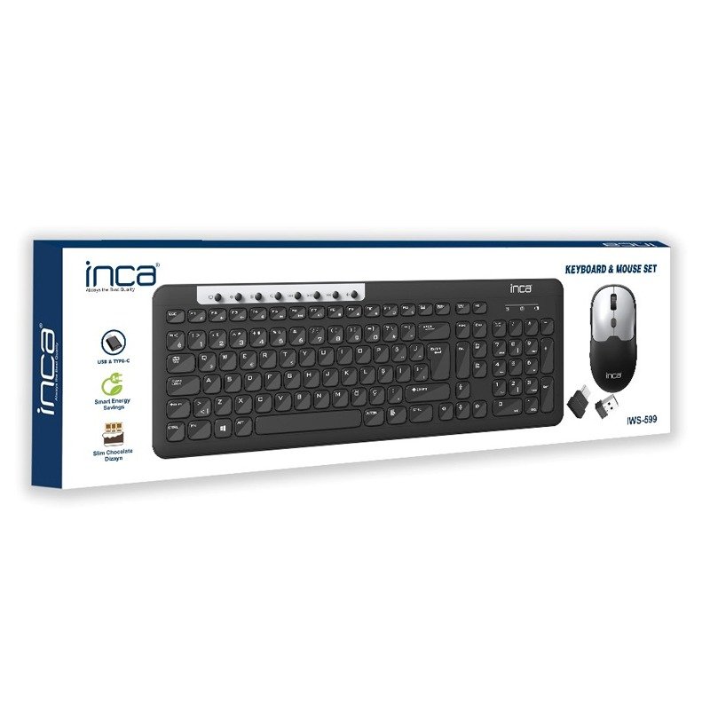 Ensemble Clavier + Souris Sans Fil INCA IWS-599 - Noir 5 ensemble clavier souris sans fil inca iws noir o