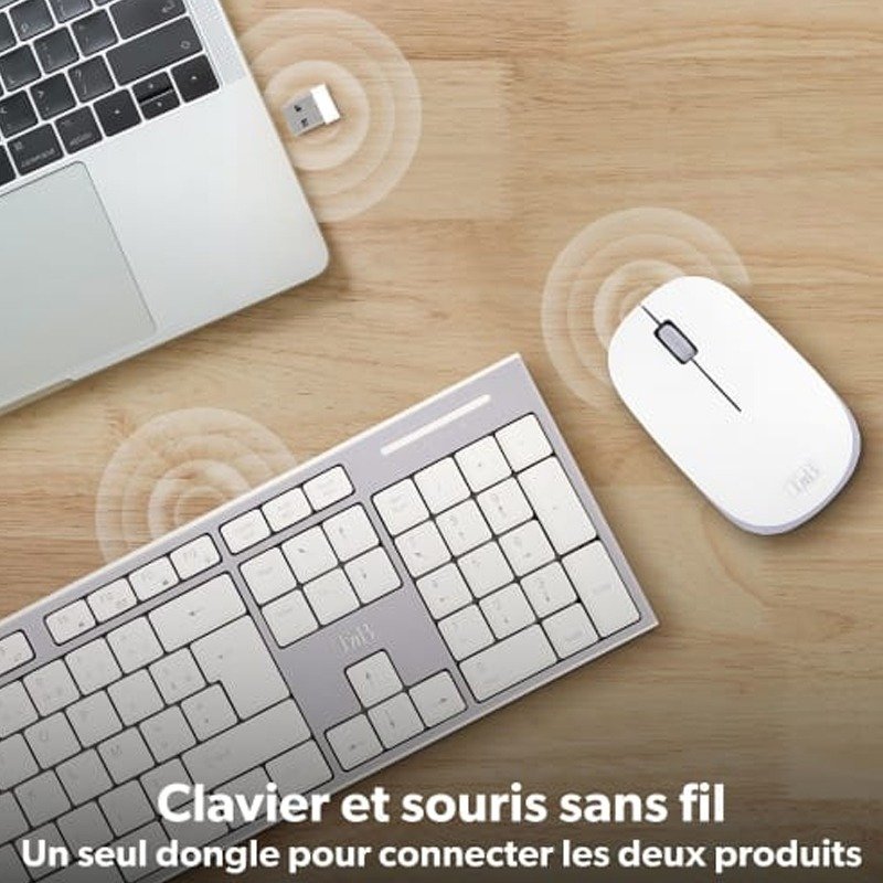 Ensemble Clavier & Souris TNB Classy Sans Fil KBSCGR - Blanc 5 ensemble clavier souris tnb classy sans fil kbscgr blanc w