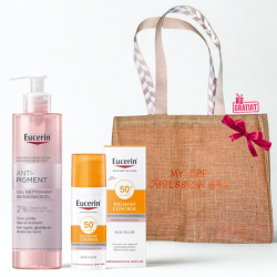 EUCERIN ANTI PIGMENT GEL NETTOYANT 200ML+PIGMENT CONTROL FLUID SPF 50 SOLAIRE ANTI TACHES 50ML+SAC DE PLAGE (OFFERT) 2 eucerin anti pigment gel nettoyant mlpigment control fluid spf solaire anti taches mlsac de plage