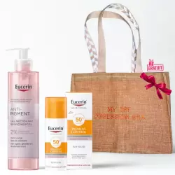 EUCERIN ANTI PIGMENT GEL NETTOYANT 200ML+PIGMENT CONTROL FLUID SPF 50 SOLAIRE ANTI TACHES 50ML+SAC DE PLAGE (OFFERT) 4 eucerin anti pigment gel nettoyant mlpigment control fluid spf solaire anti taches mlsac de plage