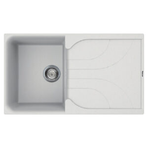 evier de cuisine encastrable focus graniteck bac egouttoir cm blanc