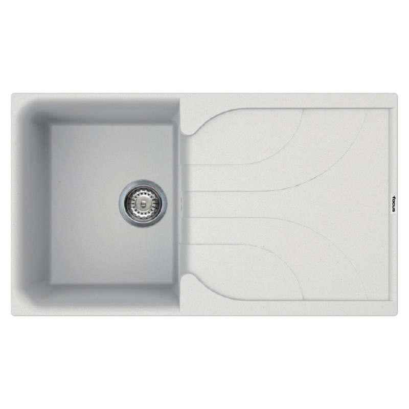 Évier De Cuisine Encastrable FOCUS Graniteck 1 Bac + égouttoir 86cm - Blanc 1 evier de cuisine encastrable focus graniteck bac egouttoir cm blanc