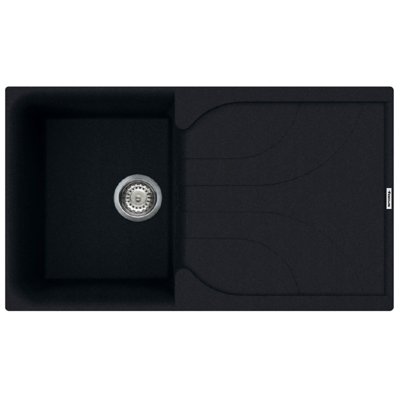 Évier De Cuisine Encastrable FOCUS Graniteck 1 Bac + égouttoir 86cm - Noir 1 evier de cuisine encastrable focus graniteck bac egouttoir cm noir