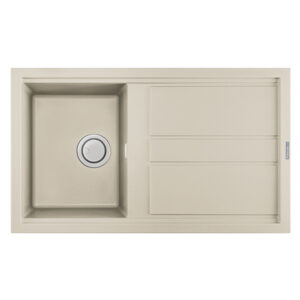 evier de cuisine encastrable focus graniteck bac egouttoir smart cm champagne