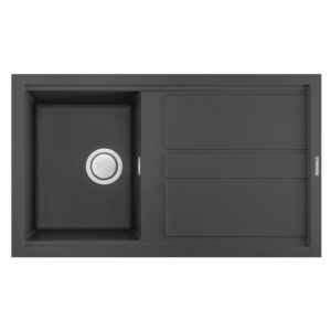 evier de cuisine encastrable focus graniteck bac egouttoir smart cm noir