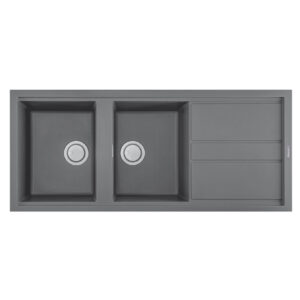 evier de cuisine encastrable focus graniteck bacs egouttoir cm titanium