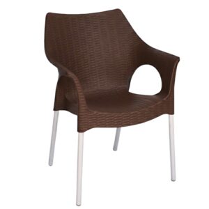 fauteuil amsterdame avec socle aluminium marron