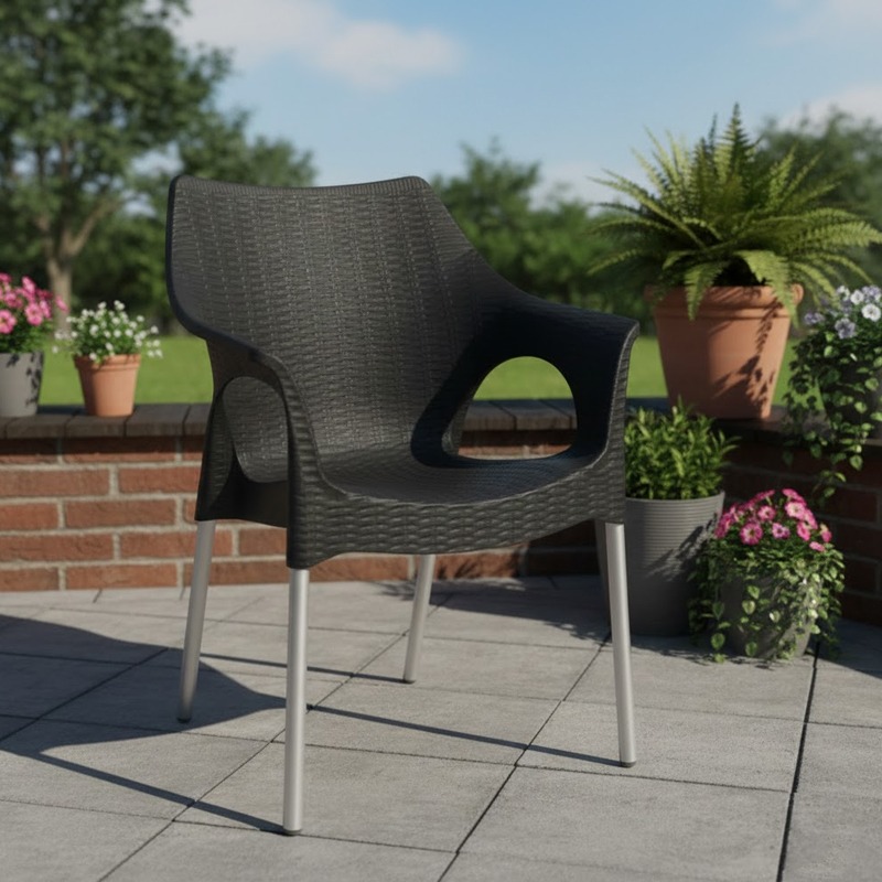 Fauteuil Amsterdame Avec Socle Aluminium - Noir 2 fauteuil amsterdame avec socle aluminium noir s