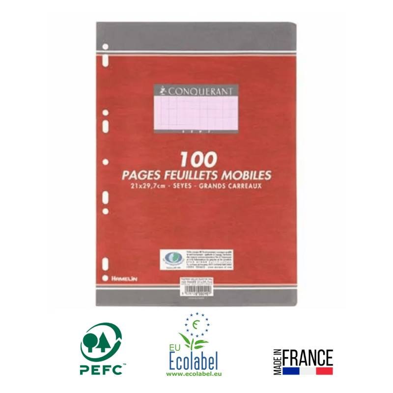 Feuillets mobiles CONQUERANT Perforée A4 100 Pages 90G 5/5 1 feuillets mobiles conquerant perforee a pages g