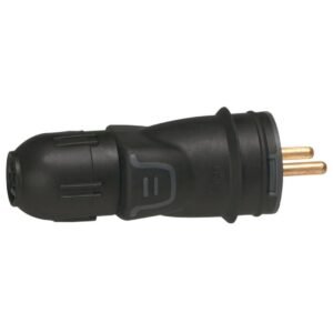 fiche plastique legrand p t male caoutchouc noir