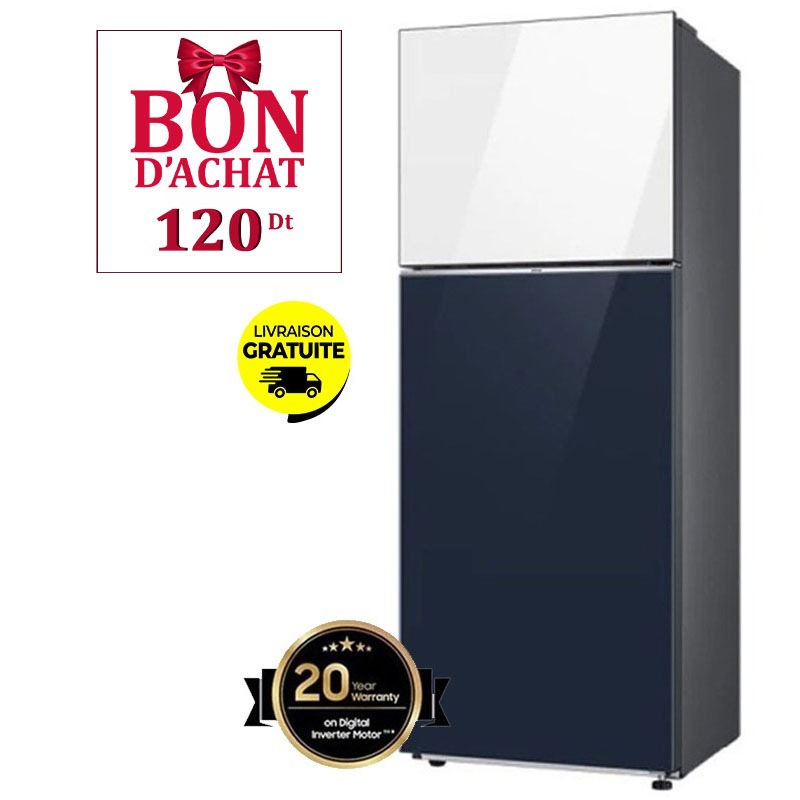 Réfrigérateur SAMSUNG RT42CB66448AEL 415Litres NoFrost - Bleu Marine&Blanc 1 frigo samsung rtcbael l nofrost bleu marine blanc