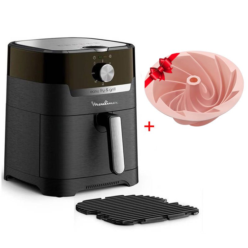 Friteuse Sans Huile 2EN1 MOULINEX Air Fry & Grill 4.2L + Moule En Silicone 1 friteuse sans huile en moulinex air fry grill w noir z