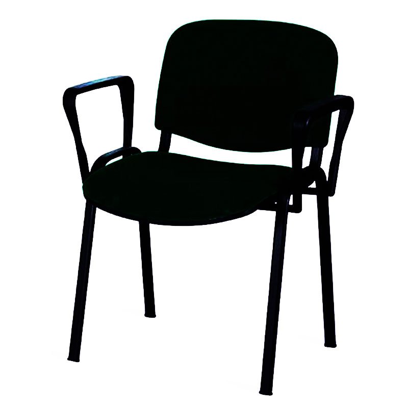 Chaise Visiteur ISO Avec Accoudoirs PVC - Noir 1 gd