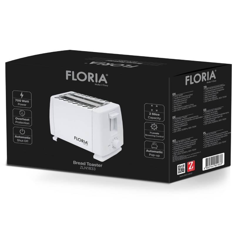 Grille Pain FLORIA ZLN1833 700W - Blanc 5 grille pain floria zln w blanc