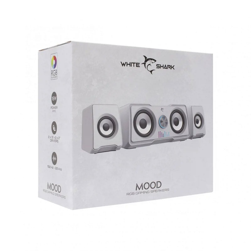 Haut-parleur 2.2 WHITE SHARK Mood RGB - Blanc 3 haut parleur white shark mood rgb blanc a