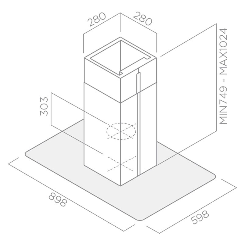 Hotte Centrale FOCUS F917X 90 cm - Inox & Vitre 2 hotte centrale focus fx cm inox vitre e