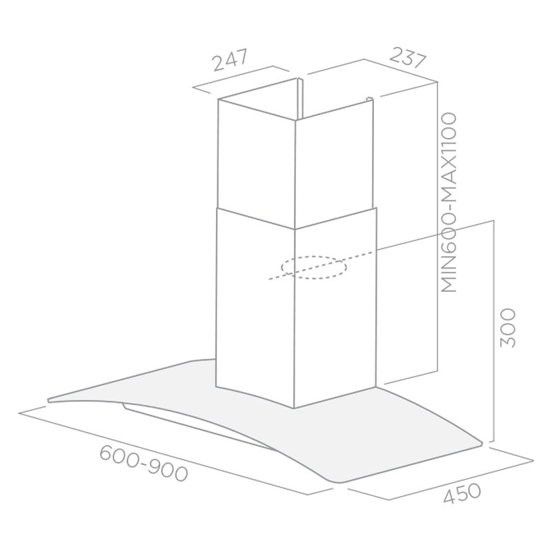 Hotte Cheminée FOCUS F914X 90cm - Inox 2 hotte cheminee decorative focus fx cm inox