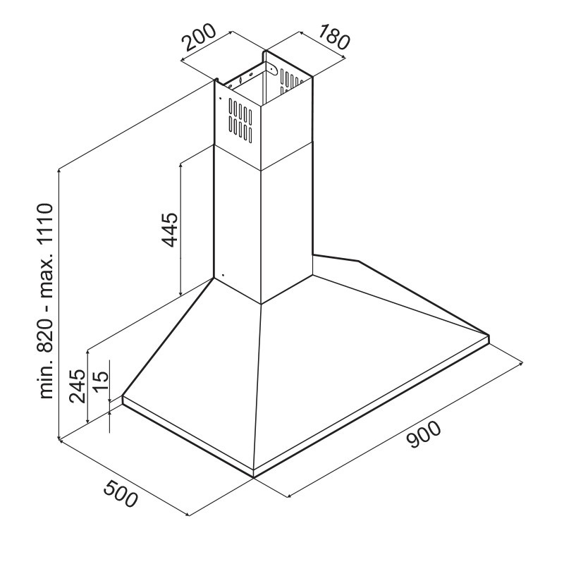 Hotte Pyramide FOCUS F905X 90 cm - Inox 2 hotte pyramide focus fb cm inox