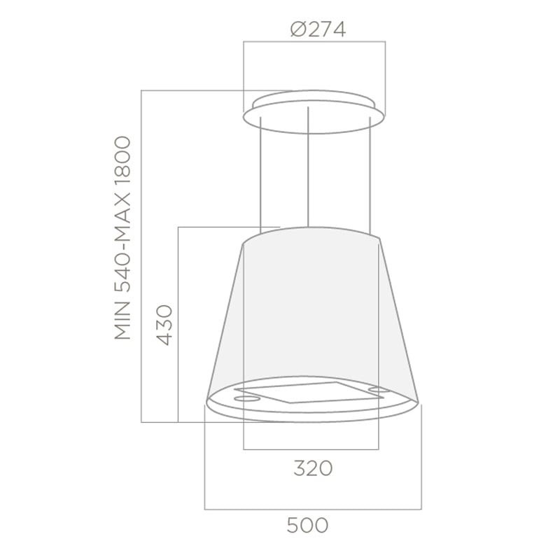 Hotte Centrale FOCUS LAGO 50 cm - Inox 2 hotte centrale focus lago cm inox