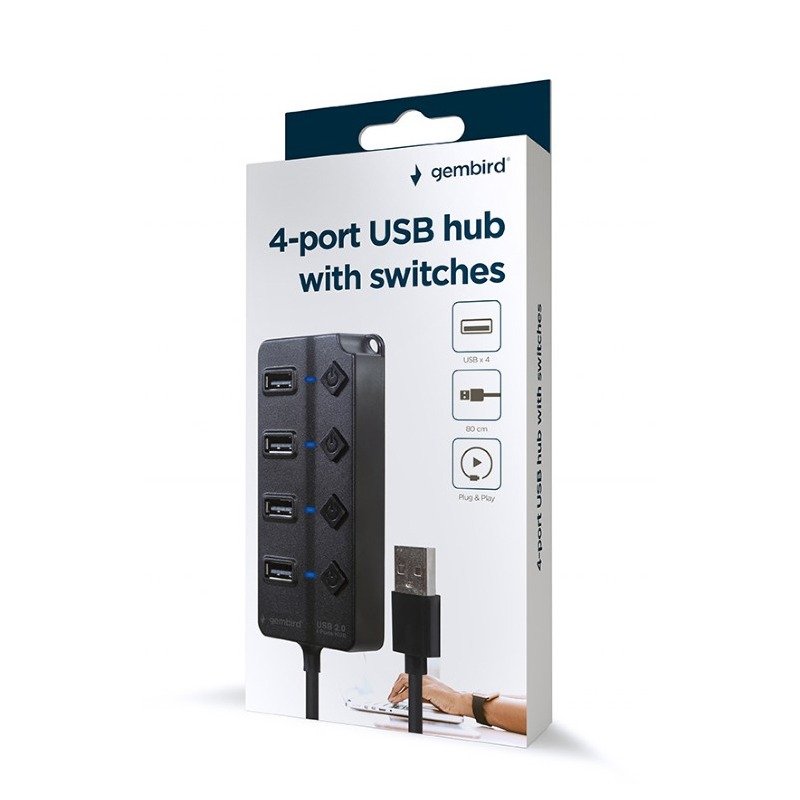 HUB USB GEMBIRD 4-Port USB 2.0 - Noir 6 hub usb gembird port usb noir b