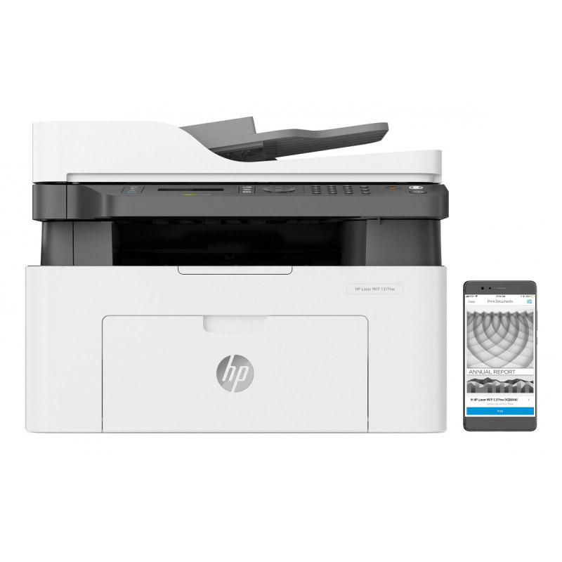 Imprimante HP 137fnw Laser Printer Wifi 4en1 Monochrome 2 imprimante hp laser fnw multifonction a blanc noir zba