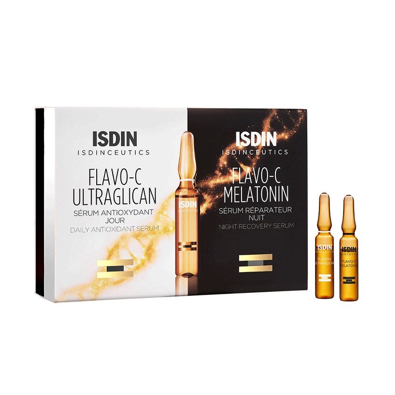 ISDIN ISDINCEUTICS FLAVO C MELATONIN&ULTRAGLICAN DAY&NIGHT 20 AMPOULES 1 isdinceutics flavo c melatoninultraglican daynight ampoules