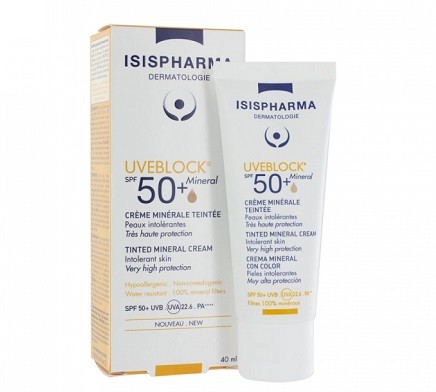 ISISPHARMA UVEBLOCK CREME MINERALE TEINTEE SPF50+ 40ML 1 isispharma uveblock creme minerale teintee spf mineral ml