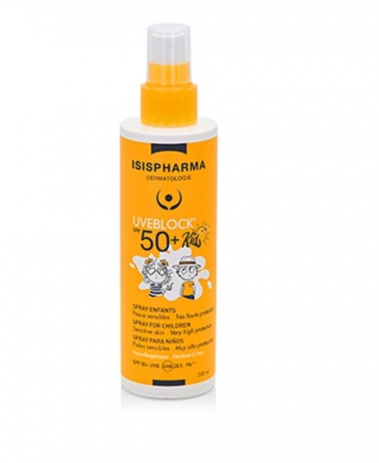 ISISPHARMA UVEBLOCK SPRAY SOLAIRE ENFANTS TRES HAUTE PROTECTION SPF50+ 200ML 1 isispharma uveblock spray solaire enfants tres haute protection spf ml