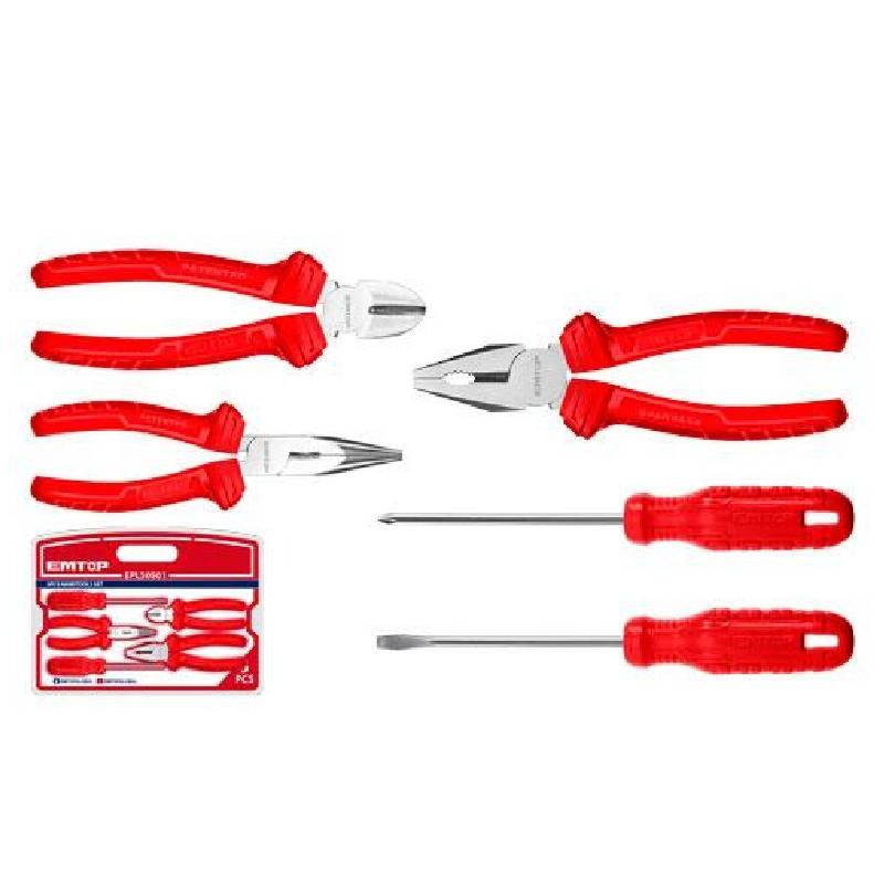Jeu d’Outils à Main EMTOP 3 Pinces + 2 Tournevis - EPLS0501 1 jeu d outils a main emtop pinces tournevis epls h