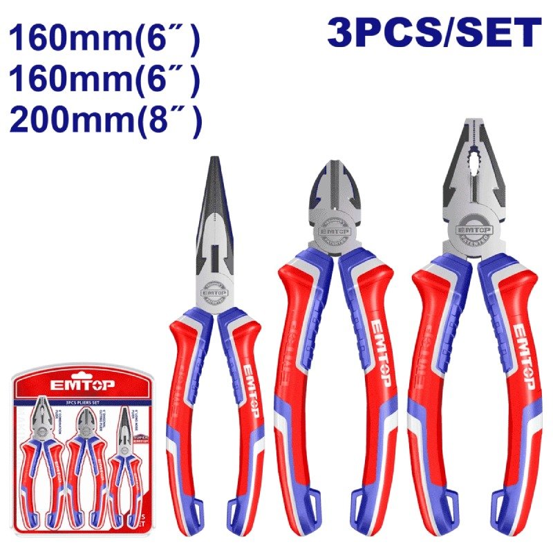 JEU DE 3 PINCES UNIV8/L-NEZ6/COUPE6 EMTOP EPLS0311 2 jeu de pinces univ l nez coupe emtop epls