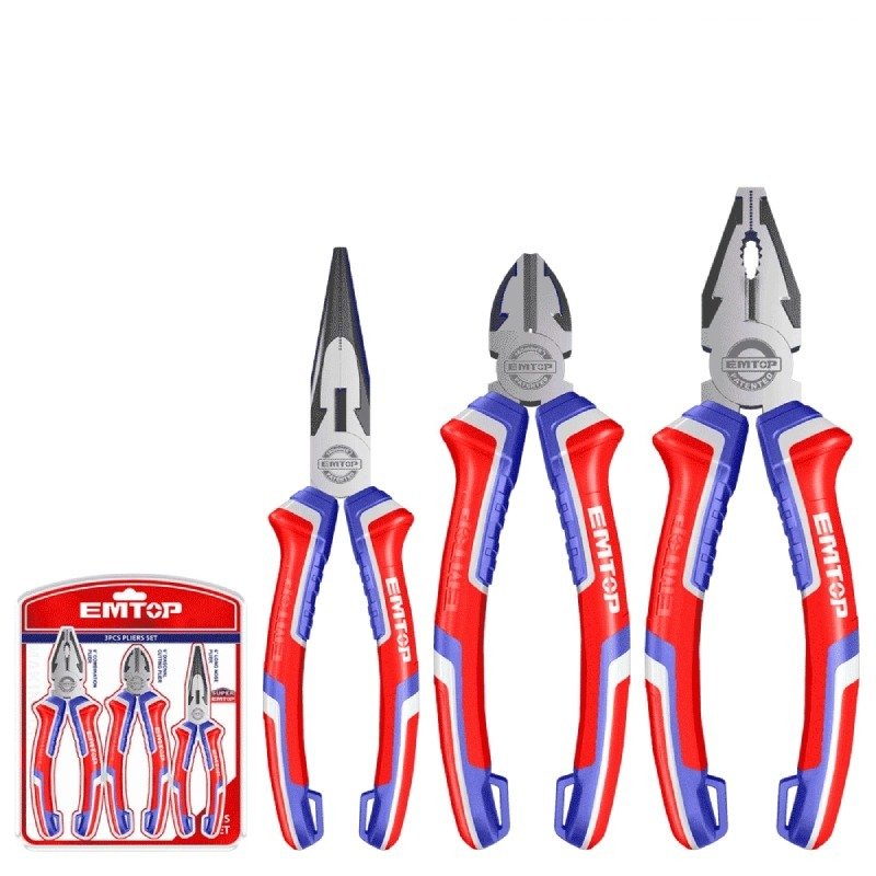 JEU DE 3 PINCES UNIV8/L-NEZ6/COUPE6 EMTOP EPLS0311 1 jeu de pinces univ l nez coupe emtop epls