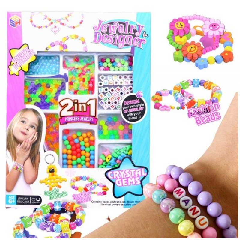 Kit de Perles 2en1 Pour Enfants - Assortis 2 kit de perles en pour enfants assortis