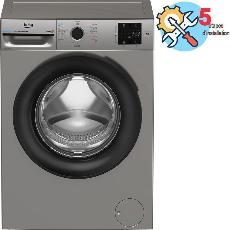 Lave Linge Frontal BEKO BM3WFT38200BS 8kg - Gris 1 lave linge beko kg tr inverter steamcure gris