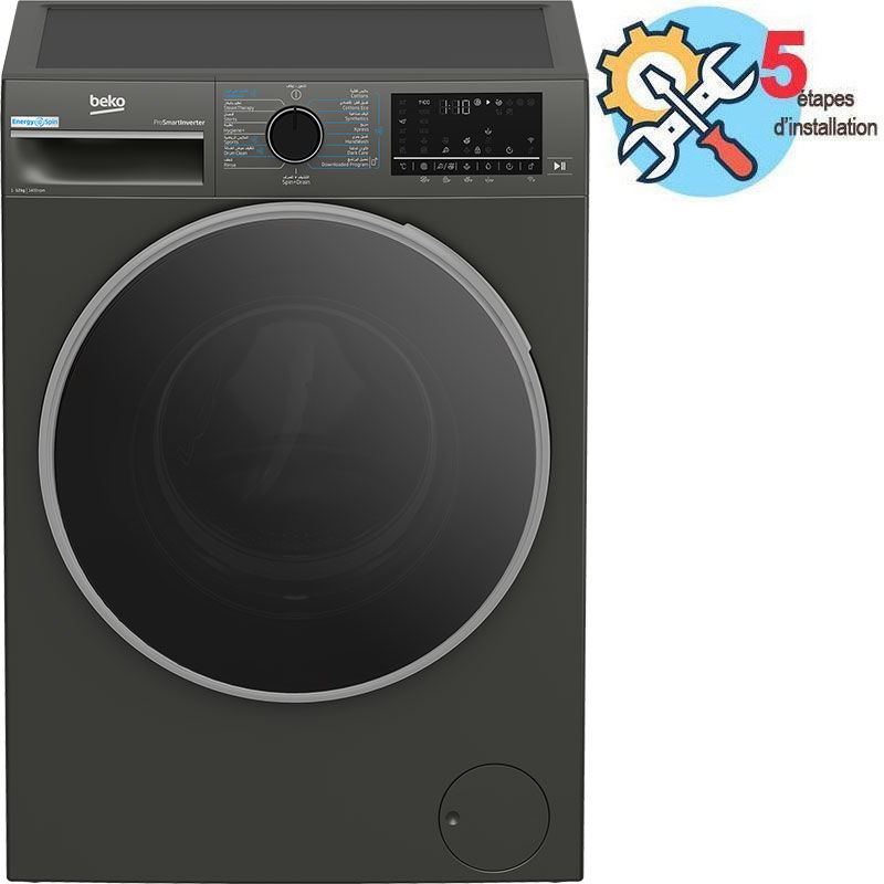 Lave Linge Frontal BEKO B5WFT612400MG 12kg - Noir 1 lave linge beko bwftmg kg classe a noir