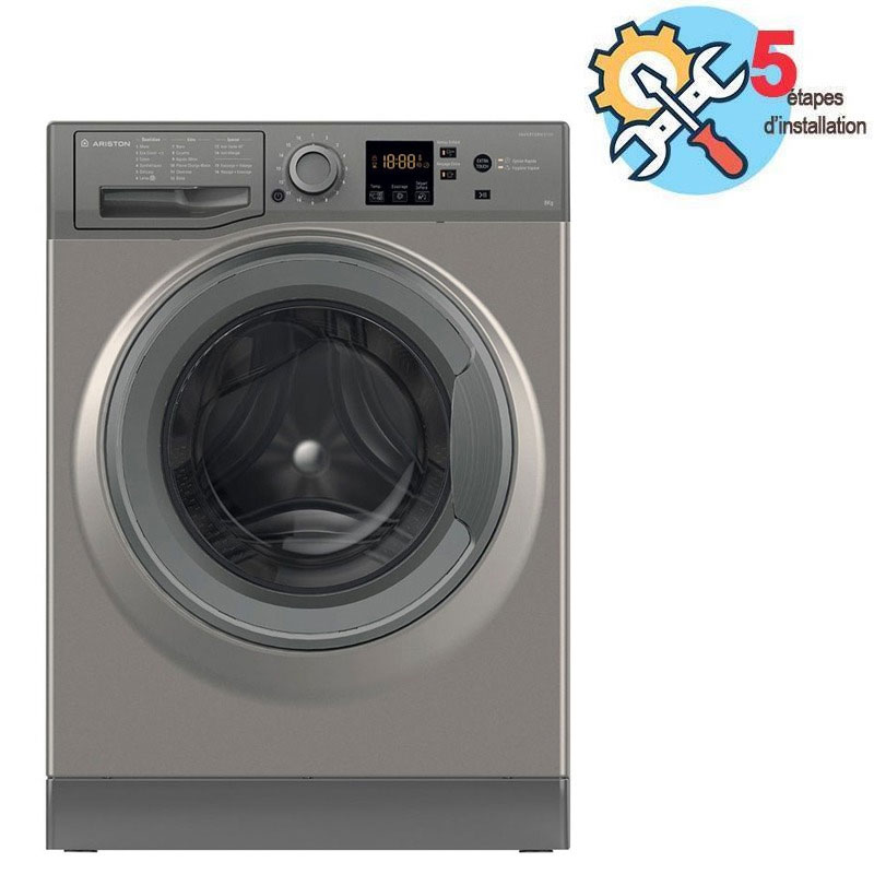 Lave linge Frontal ARISTON NS-823C-GG-MA 8kg - Silver 1 lave linge frontal ariston ns c gg ma kg silver