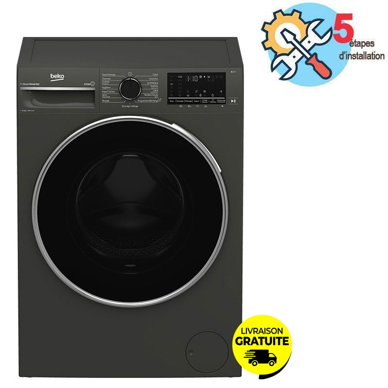 Lave Linge Frontal BEKO B3WFT51242MG 12kg - Gris Foncé 1 lave linge frontal beko bwftmg kg gris