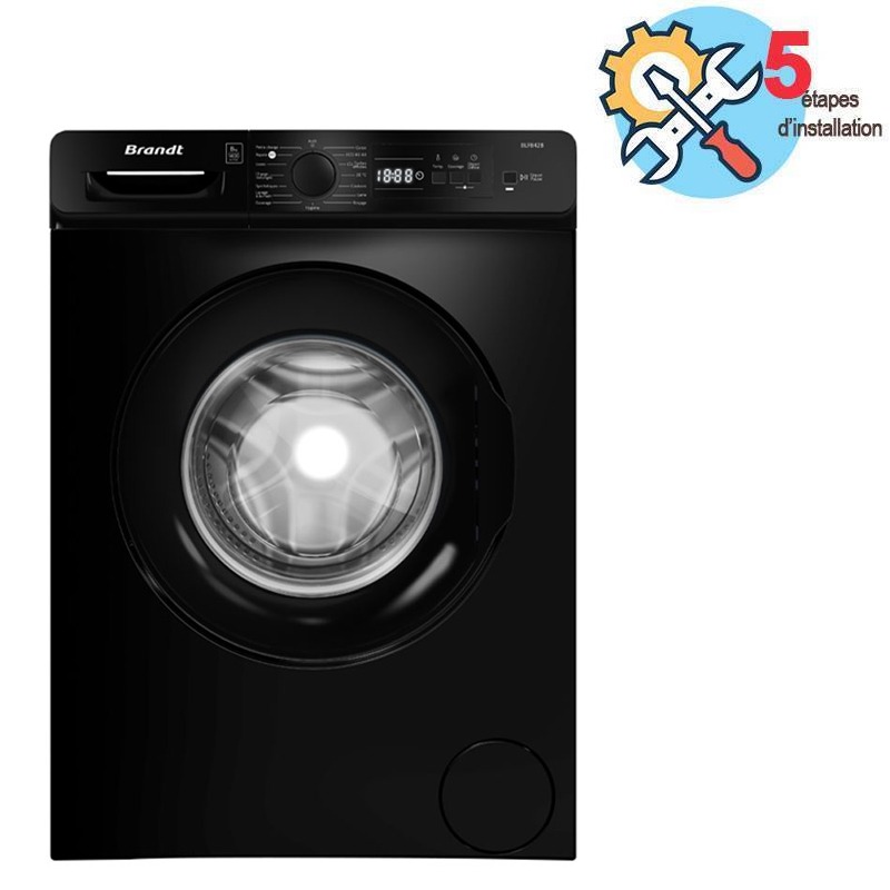 Lave Linge Frontal BRANDT BLF842B 8kg - Noir 1 lave linge frontal brandt blfb kg noir g