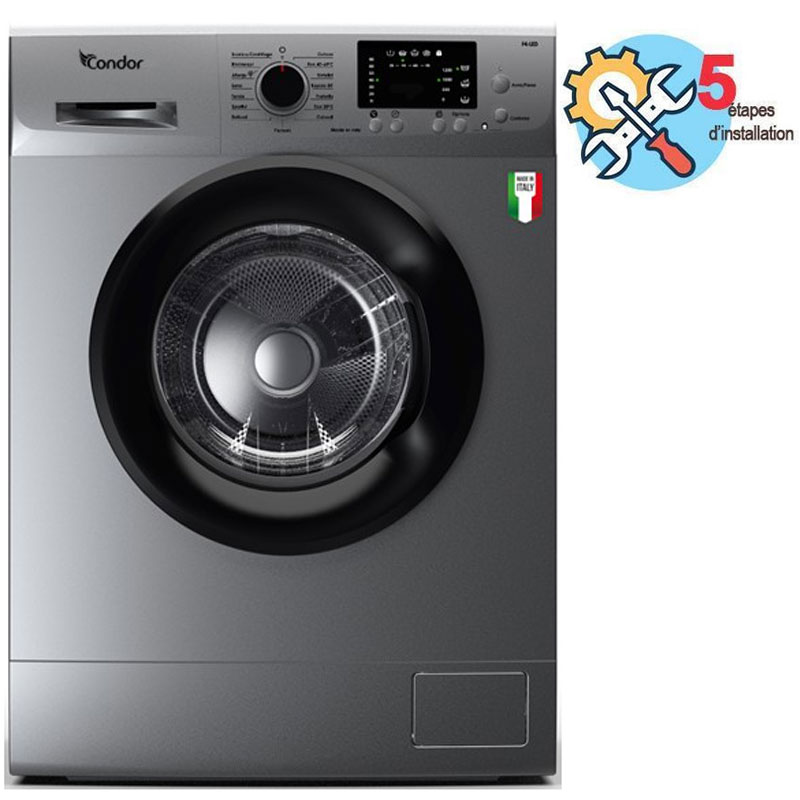 Lave linge Frontal CONDOR CON-F710LS 7Kg - Silver 1 lave linge frontal condor con fls kg silver