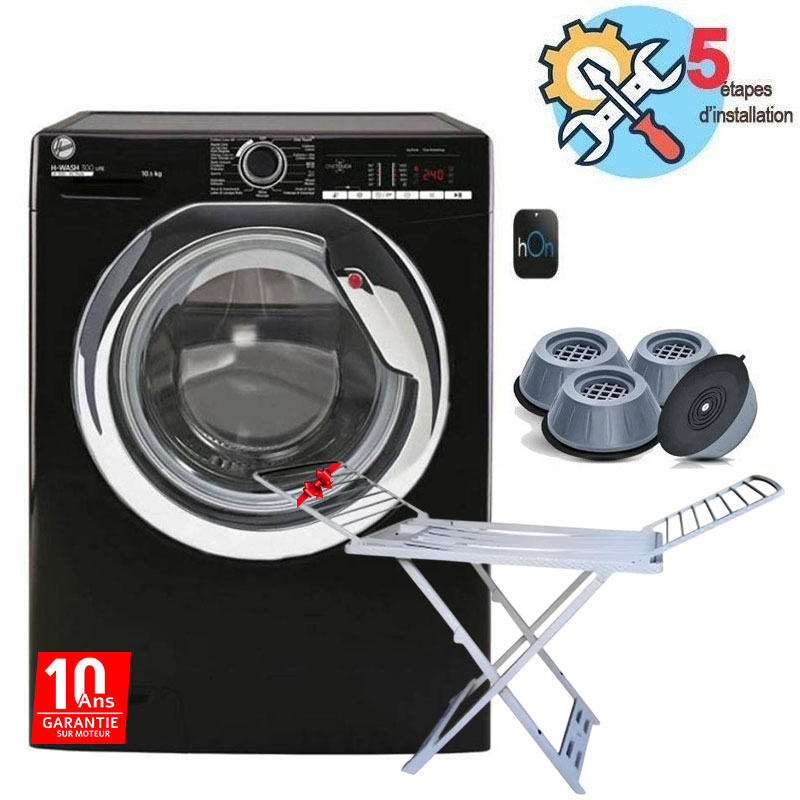 Lave Linge Frontal HOOVER H3WS4105TCBE-04 10.5 kg + Pack 4 Tampons + Fer à Repasser 1 lave linge frontal hoover hwstcbe kg noir s