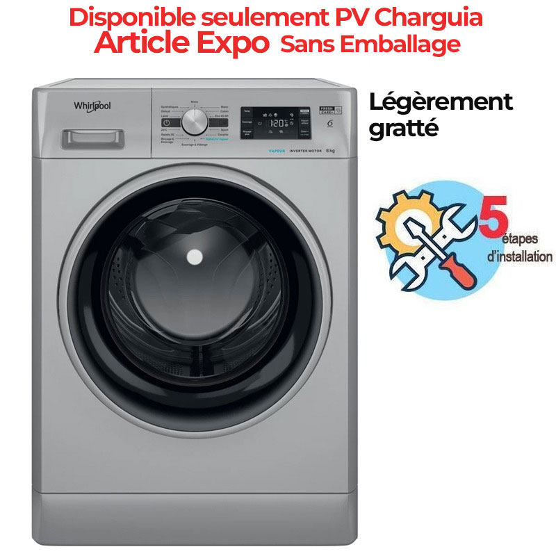 Lave linge Frontal WHIRLPOOL FFWB8248SBS-VNA 8kg 1 lave linge frontal whirlpool ffwbsbs vna kg silver
