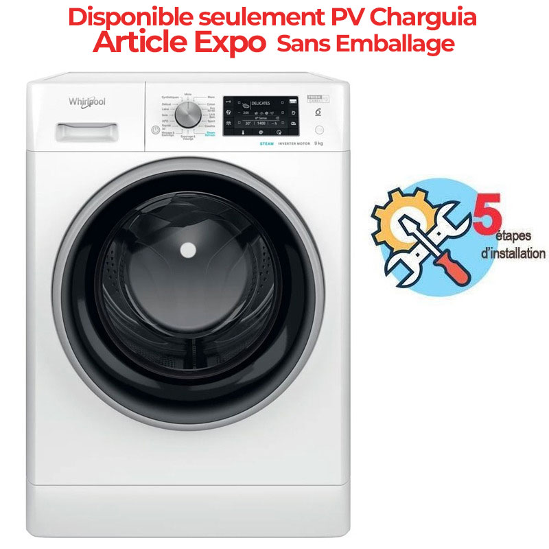 Lave linge Frontal WHIRLPOOL FFWD9248WBS-VNA 9kg 1 lave linge frontal whirlpool ffwdwbs vna kg blanc