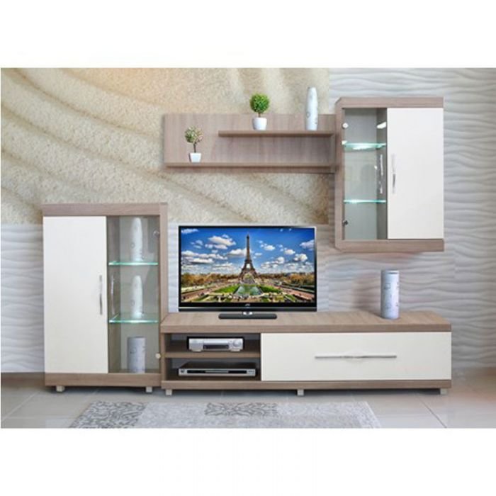 MEUBLE LIVING PARIS LIV05 - Chêne Brut & Blanc 2 livcb bc