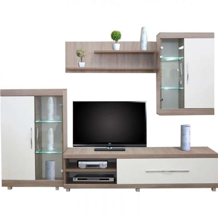 MEUBLE LIVING PARIS LIV05 - Chêne Brut & Blanc 1 livcb bc